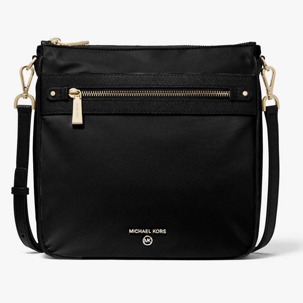 MICHAEL KORS Handbag Jet Set Nylon Black Gabardine Messenger Crossbody AUTHENTIC
